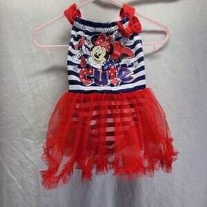 DISNEY Minnie Mouse Dress Red, White, & Blue Girls 0-3 Months Tutu snap suit